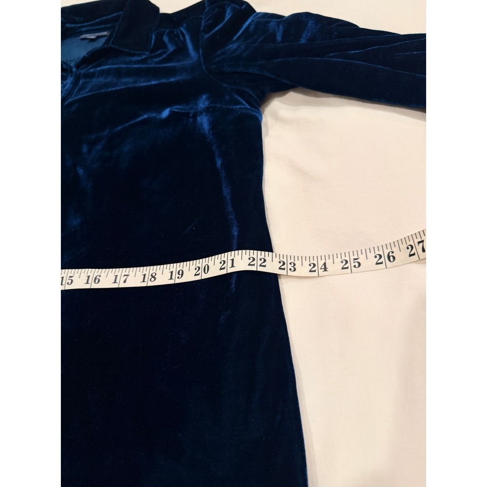 ModCloth Velvet Blouse Womens XL Deep Teal Button Down Long Sleeve Winter - Picture 5 of 8
